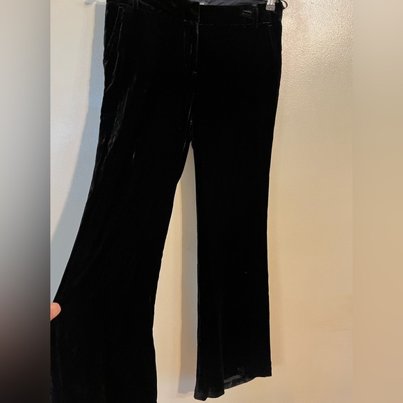 J Crew Black Velvet City Fit Flare Leg Womans Trousers Pants Silk Rayon Blend 6 - Picture 1 of 15